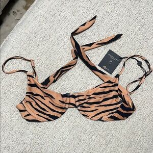 Skatie Tan and Black Tiger Print Bikini Top